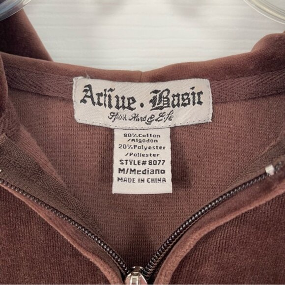 Active Basic Chocolate Brown Velour Zip-Up Hoodie Women's Medium Soft Stretchy - Picture 4 of 11